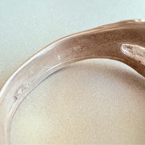 Fire Opal Doublet Artisan Made Textured Unisex Ring in Sterling Silver, … - Picture 6 of 10